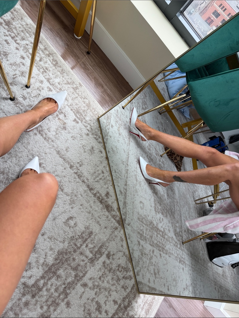 Christian Loubiton White Sling back Heels 🤍